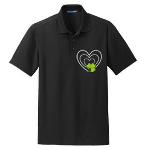 Saint Patrick's Day Green Heart Lucky Charmss Paddy's Day Dry Zone Grid Polo