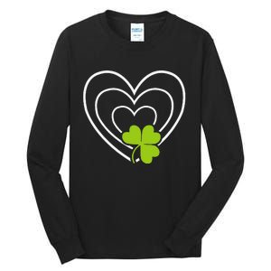 Saint Patrick's Day Green Heart Lucky Charmss Paddy's Day Tall Long Sleeve T-Shirt