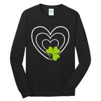 Saint Patrick's Day Green Heart Lucky Charmss Paddy's Day Tall Long Sleeve T-Shirt