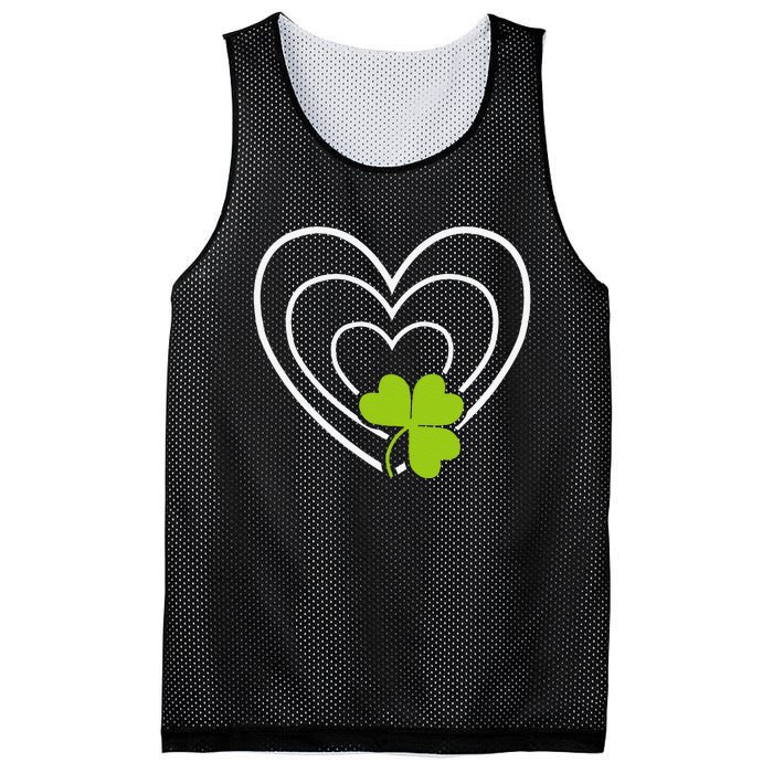 Saint Patrick's Day Green Heart Lucky Charmss Paddy's Day Mesh Reversible Basketball Jersey Tank