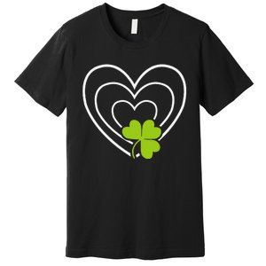 Saint Patrick's Day Green Heart Lucky Charmss Paddy's Day Premium T-Shirt