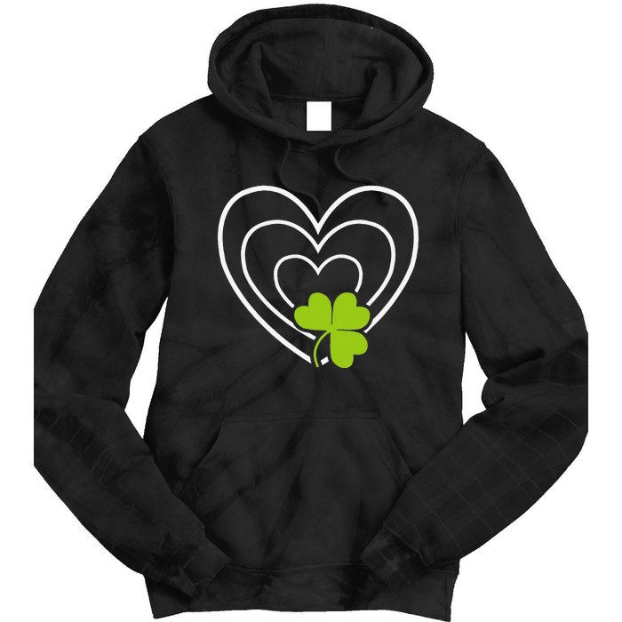 Saint Patrick's Day Green Heart Lucky Charmss Paddy's Day Tie Dye Hoodie