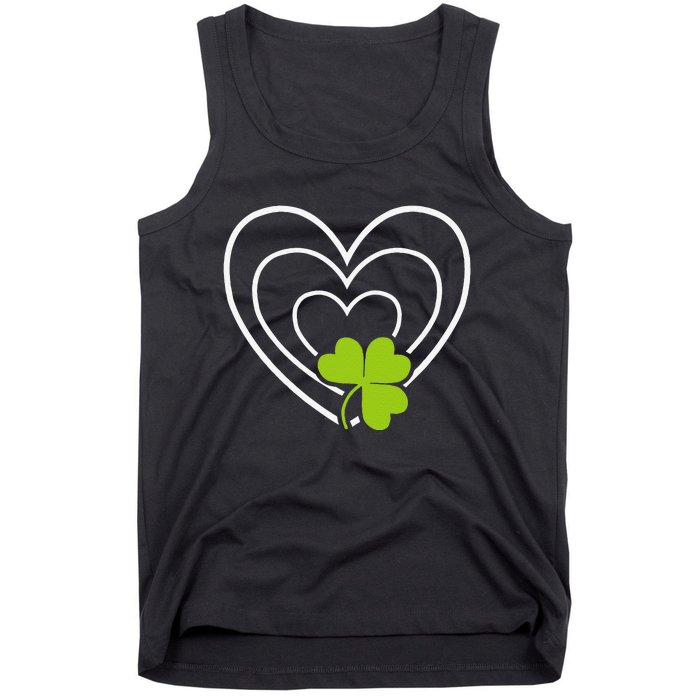 Saint Patrick's Day Green Heart Lucky Charmss Paddy's Day Tank Top