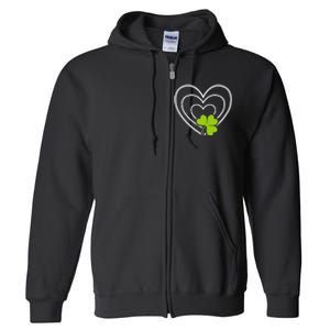 Saint Patrick's Day Green Heart Lucky Charmss Paddy's Day Full Zip Hoodie