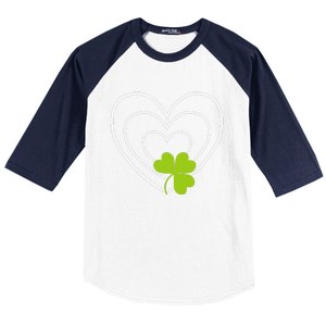 Saint Patrick's Day Green Heart Lucky Charmss Paddy's Day Baseball Sleeve Shirt