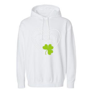 Saint Patrick's Day Green Heart Lucky Charmss Paddy's Day Garment-Dyed Fleece Hoodie