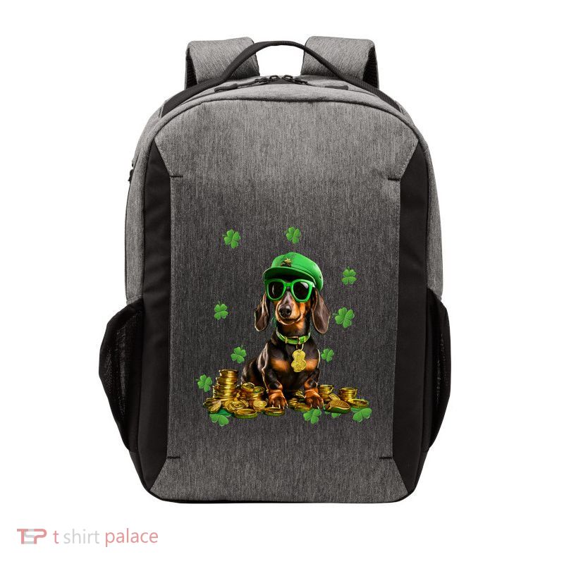 St Patricks Day Dabbing Dachshund St Paddy Family Matching Gift Vector Backpack