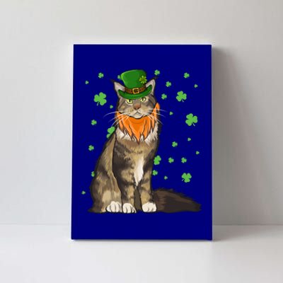 St Patricks Day Maine Coon Cat Shamrock Gift Canvas