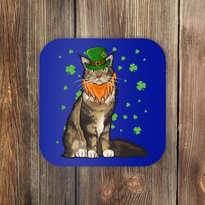 St Patricks Day Maine Coon Cat Shamrock Gift Coaster