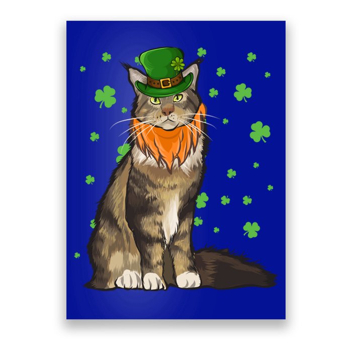 St Patricks Day Maine Coon Cat Shamrock Gift Poster