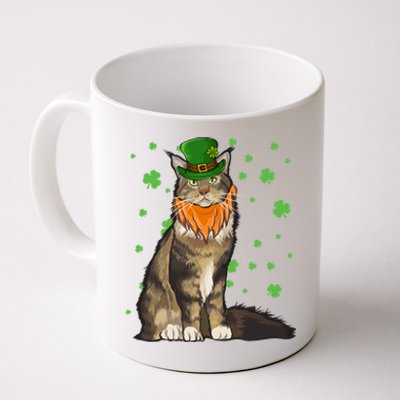 St Patricks Day Maine Coon Cat Shamrock Gift Coffee Mug