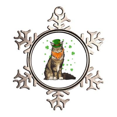 St Patricks Day Maine Coon Cat Shamrock Gift Metallic Star Ornament