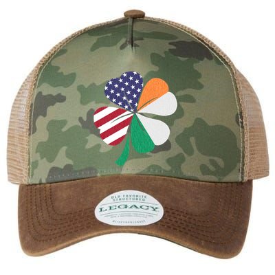 St Patricks Day Irish American Flag Shamrock Patriotic Gift Funny Gift Legacy Tie Dye Trucker Hat