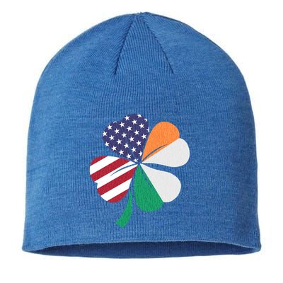 St Patricks Day Irish American Flag Shamrock Patriotic Gift Funny Gift Sustainable Beanie