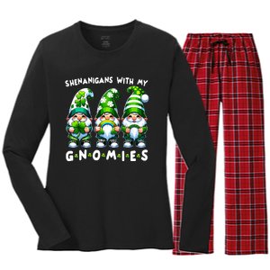 St Patricks Day Shenanigans With My Gnomies Women's Long Sleeve Flannel Pajama Set 