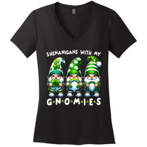 St Patricks Day Shenanigans With My Gnomies Women's V-Neck T-Shirt