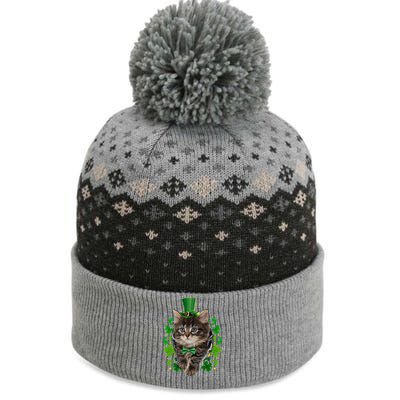 St Patrick's Day Irish Saint Patrick's Shamrock Black Kitten The Baniff Cuffed Pom Beanie