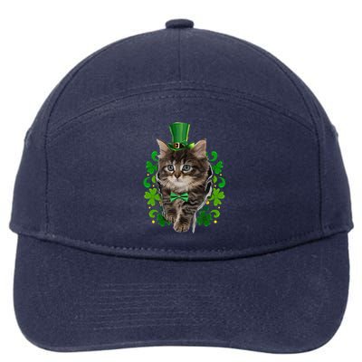 St Patrick's Day Irish Saint Patrick's Shamrock Black Kitten 7-Panel Snapback Hat