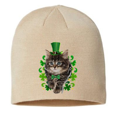 St Patrick's Day Irish Saint Patrick's Shamrock Black Kitten Sustainable Beanie