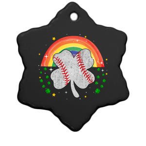 Saint Patricks Day Shenanigans Rainbow Baseball Shamrock Cool Gift Ceramic Star Ornament