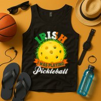 St Patricks Day Irish I Was Playing Pickleball Tank Top