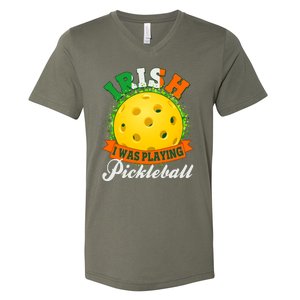 St Patricks Day Irish I Was Playing Pickleball V-Neck T-Shirt