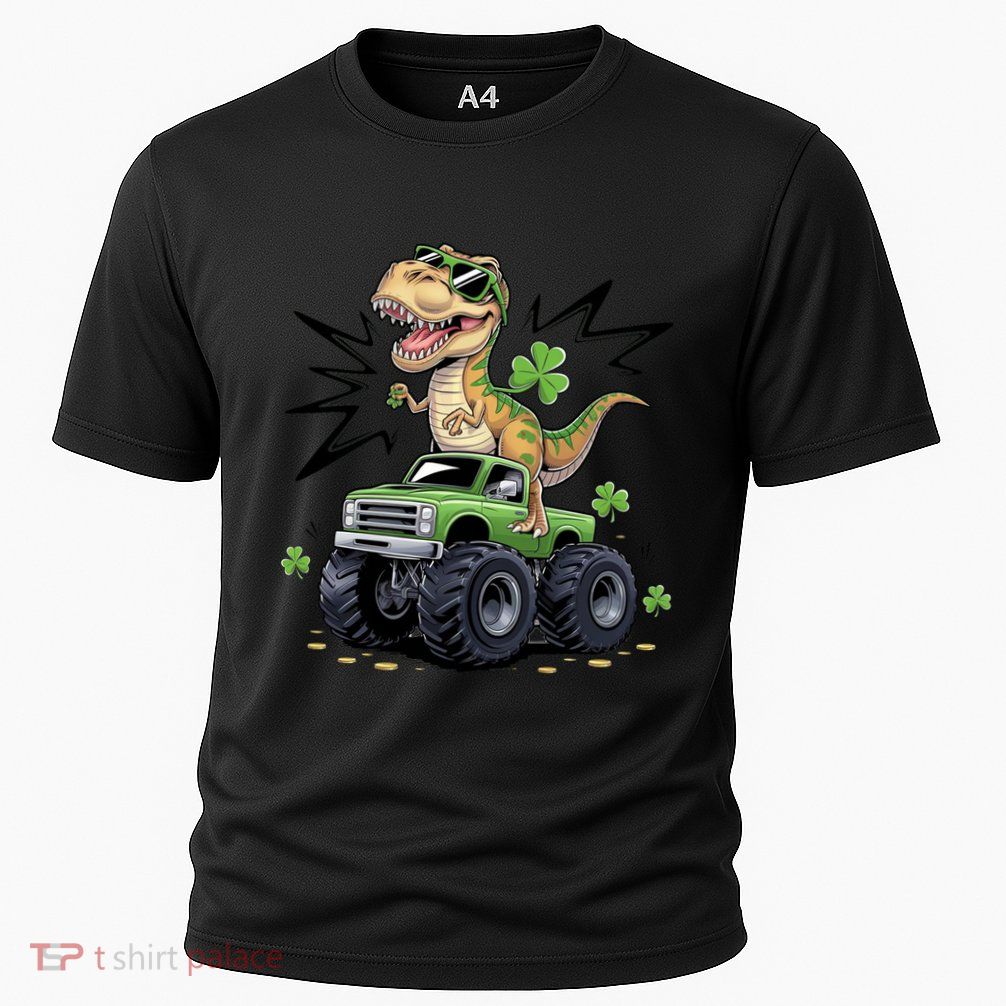 St Patricks Day Dinosaur Monster Truck Shamrock Funny Gift Performance Shirt