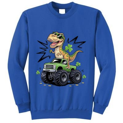 St Patricks Day Dinosaur Monster Truck Shamrock Funny Gift Sweatshirt
