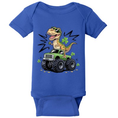 St Patricks Day Dinosaur Monster Truck Shamrock Funny Gift Baby Bodysuit