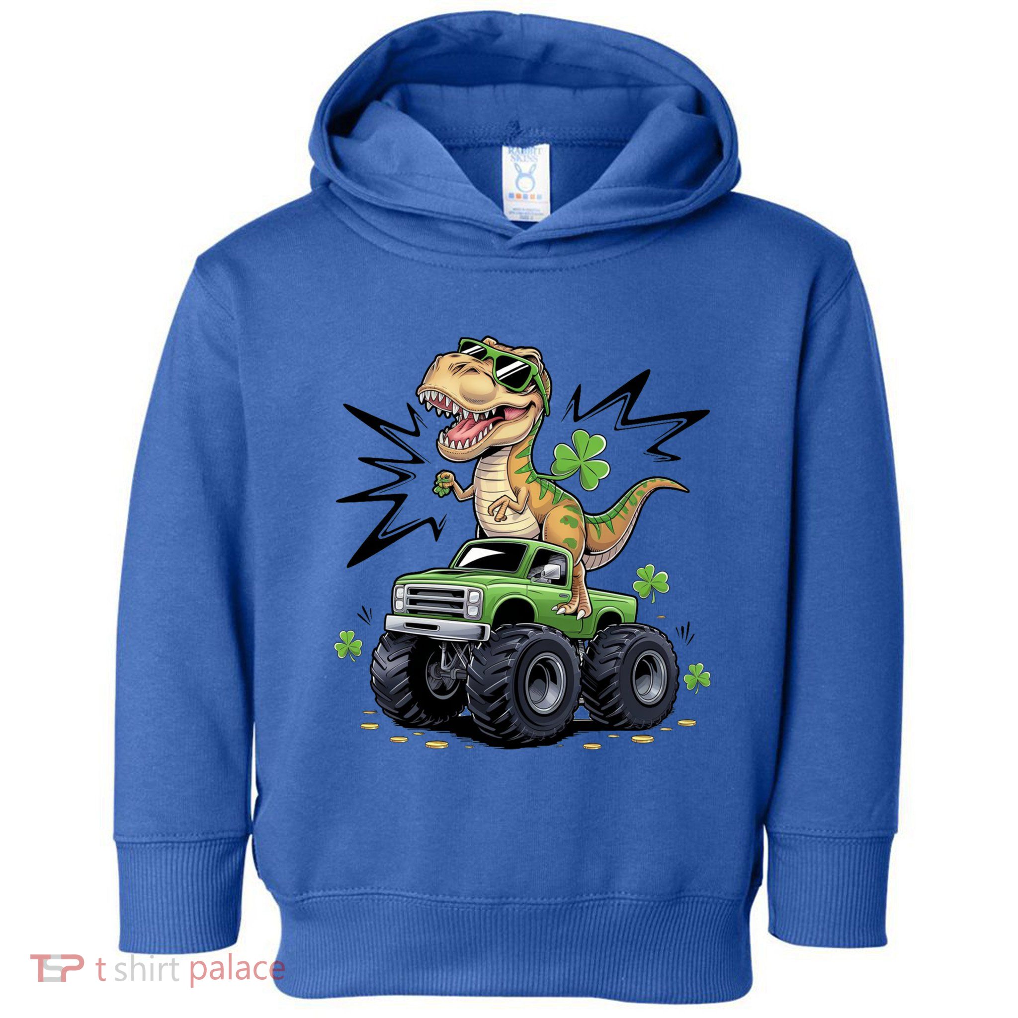 St Patricks Day Dinosaur Monster Truck Shamrock Funny Gift Toddler Hoodie