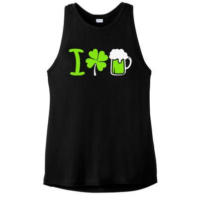 Saint Patrick's Day I Love Beer Ladies PosiCharge Tri-Blend Wicking Tank