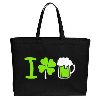 Saint Patrick's Day I Love Beer Cotton Canvas Jumbo Tote