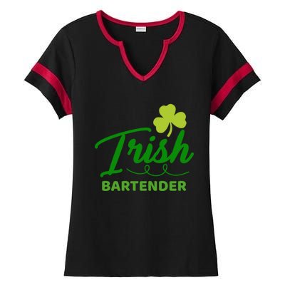 St Patrick's Day Irish Bartender Shamrock Great Gift Ladies Halftime Notch Neck Tee