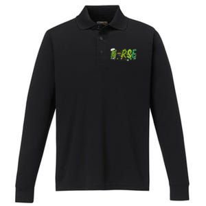 St Patricks Day Nurse Shamrock Medical Nursing Lucky RN Performance Long Sleeve Polo