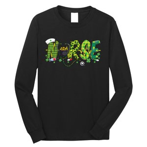 St Patricks Day Nurse Shamrock Medical Nursing Lucky RN Long Sleeve Shirt