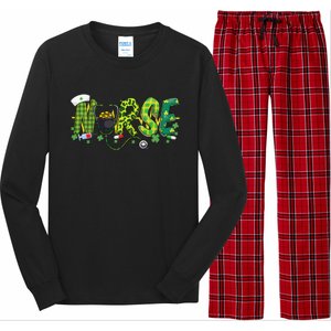 St Patricks Day Nurse Shamrock Medical Nursing Lucky RN Long Sleeve Pajama Set