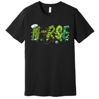 St Patricks Day Nurse Shamrock Medical Nursing Lucky RN Premium T-Shirt