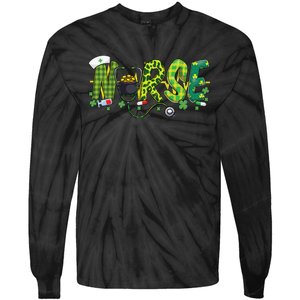 St Patricks Day Nurse Shamrock Medical Nursing Lucky RN Tie-Dye Long Sleeve Shirt