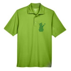 Saint Patrick's Day Cat Shamrock Kitten Lover Men's Origin Performance Pique Polo