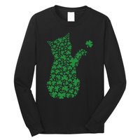 Saint Patrick's Day Cat Shamrock Kitten Lover Long Sleeve Shirt