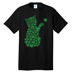 Saint Patrick's Day Cat Shamrock Kitten Lover Tall T-Shirt