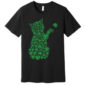 Saint Patrick's Day Cat Shamrock Kitten Lover Premium T-Shirt