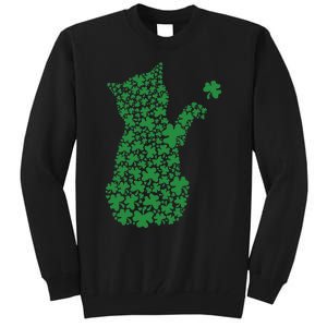 Saint Patrick's Day Cat Shamrock Kitten Lover Tall Sweatshirt