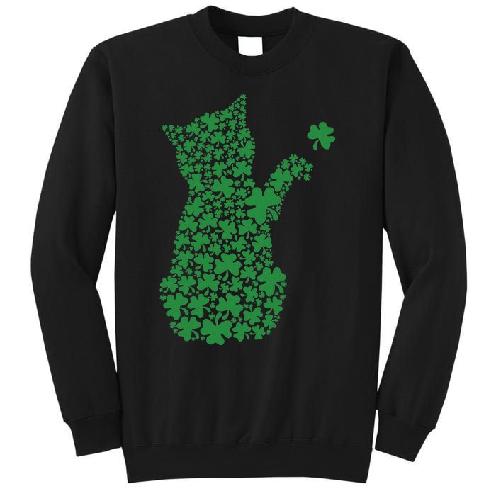 Saint Patrick's Day Cat Shamrock Kitten Lover Tall Sweatshirt