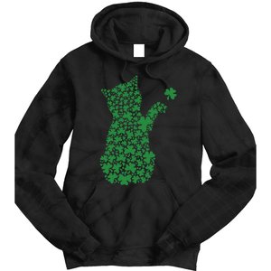 Saint Patrick's Day Cat Shamrock Kitten Lover Tie Dye Hoodie