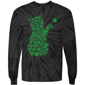 Saint Patrick's Day Cat Shamrock Kitten Lover Tie-Dye Long Sleeve Shirt