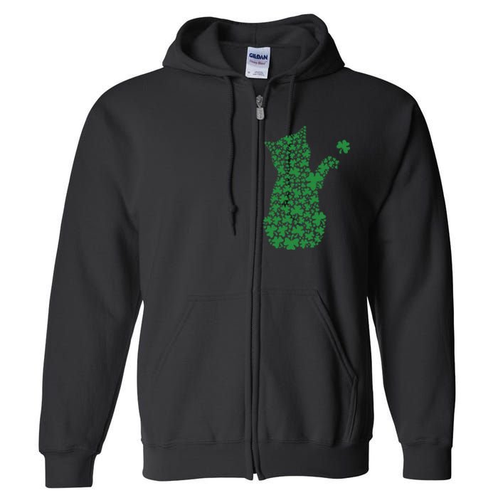 Saint Patrick's Day Cat Shamrock Kitten Lover Full Zip Hoodie