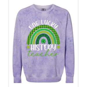 Saint Patricks Day Teacher One Lucky History Teacher Rainbow Gift Colorblast Crewneck Sweatshirt