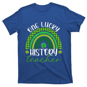 Saint Patricks Day Teacher One Lucky History Teacher Rainbow Gift T-Shirt