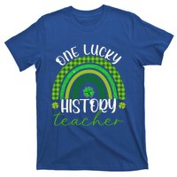 Saint Patricks Day Teacher One Lucky History Teacher Rainbow Gift T-Shirt